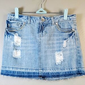 Mudd Distressed Denim Mini Skirt.     Size 3